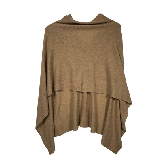 Amicale Cashmere One Size Cashmere Poncho Women's Tan - Picture 3 of 6